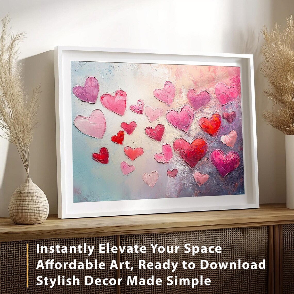 Scattered Pink and Red Hearts Textured Valentine Love Poster - Image 8