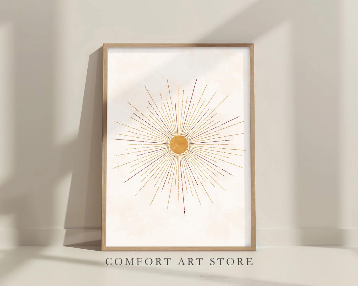 Minimalist Gold Sunburst Mid Century Modern Abstract Boho Sun Poster