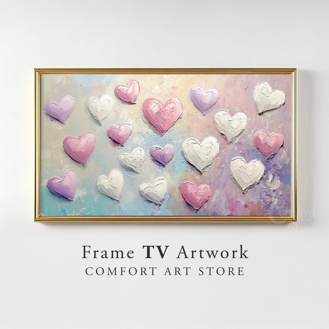 Pastel Impasto Heart Collection Frame TV Art Soft Romantic TV Poster - Image 3