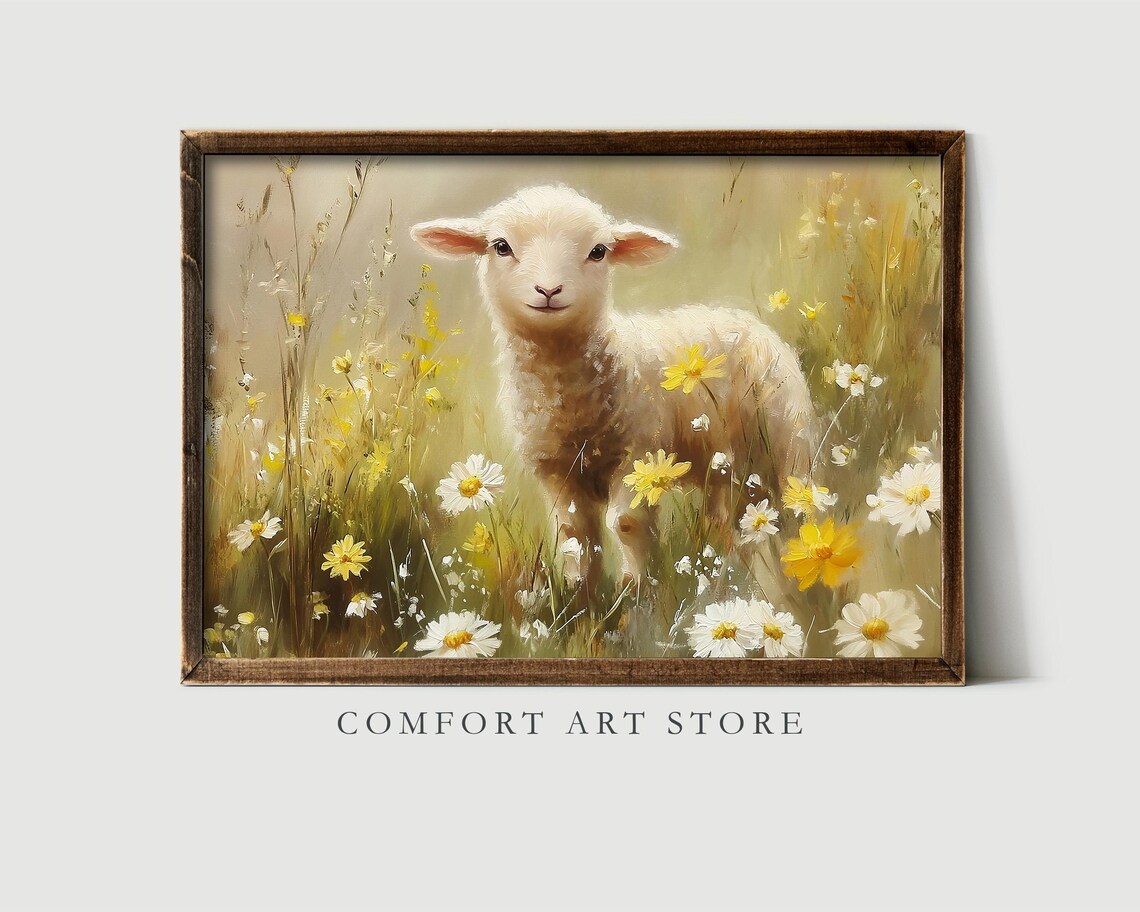Easter Lamb, Cute Vintage Spring Nursery Decor