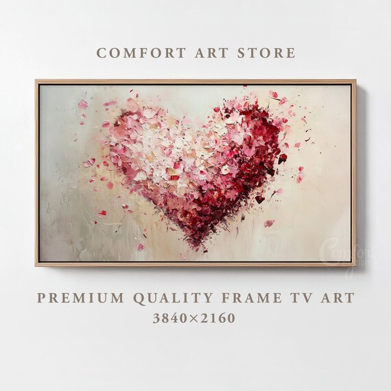 Valentines Day Frame Tv Art Frame Tv Red Pink Heart Frame Tv Vintage Valentines Holiday Painting Moody Romantic Gift Home Dcor Tv