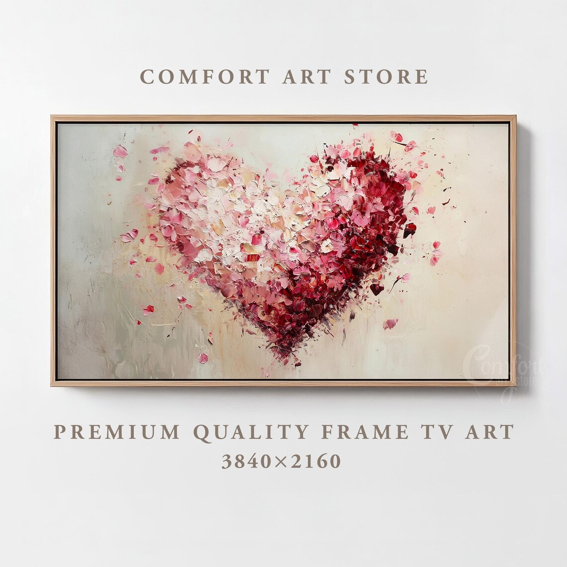 Petal Splash Heart Impasto Frame TV Art Romantic Valentine TV Poster
