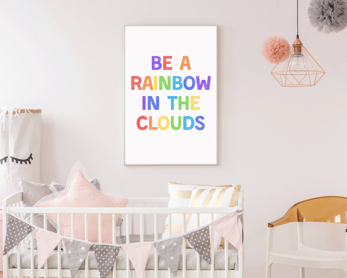 Nursery Educational Posters Be A Rainbow Inspirational Childrens Positive Kids Wall Art Decor Instant Quotes - Image 3