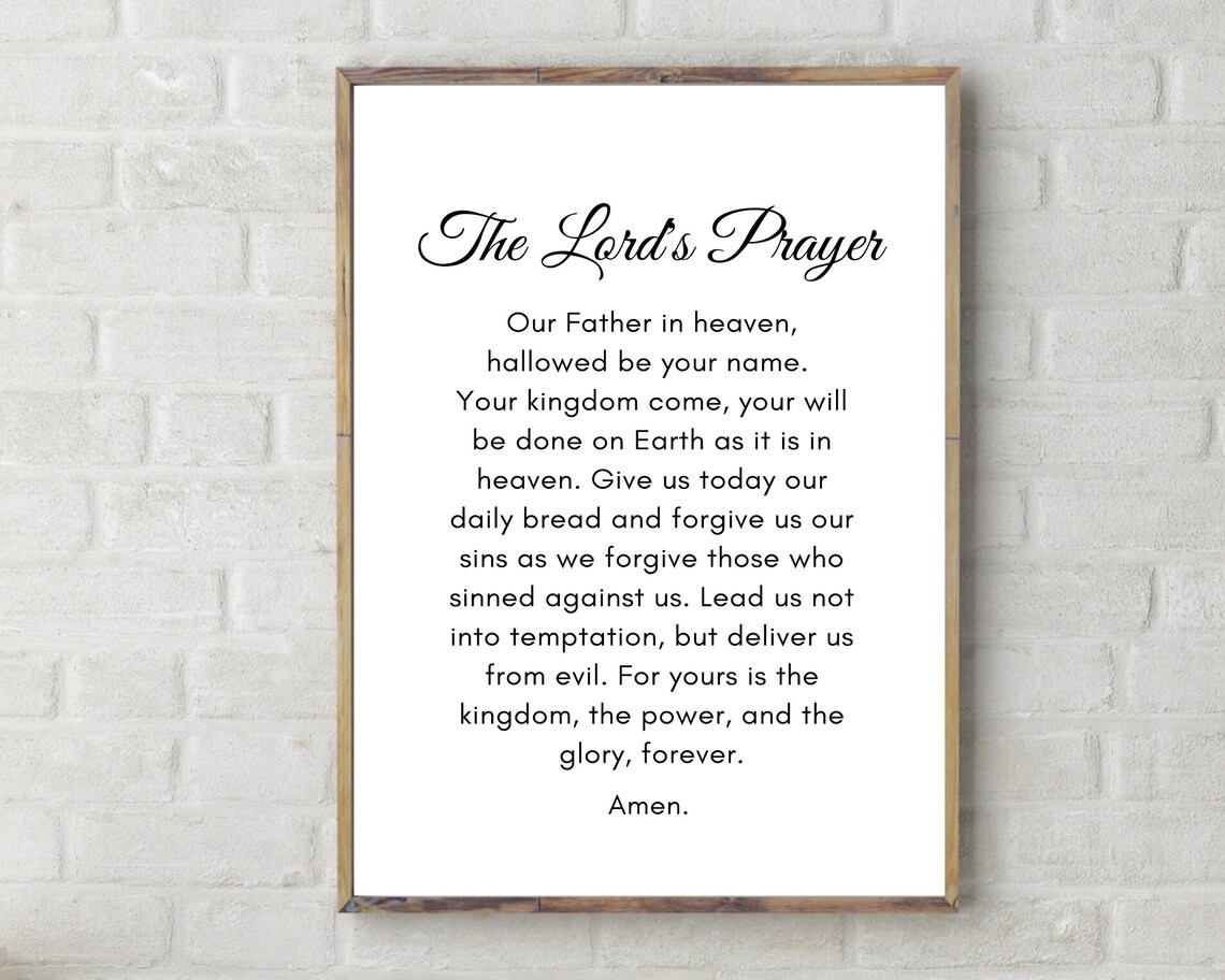 The Lord's Prayer Our Father Scripture Minimalist Black and White Print - Image 2
