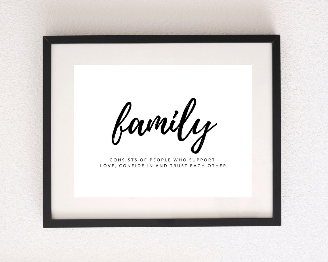 Family Definition Quote Art Print, Black and White - Image 3