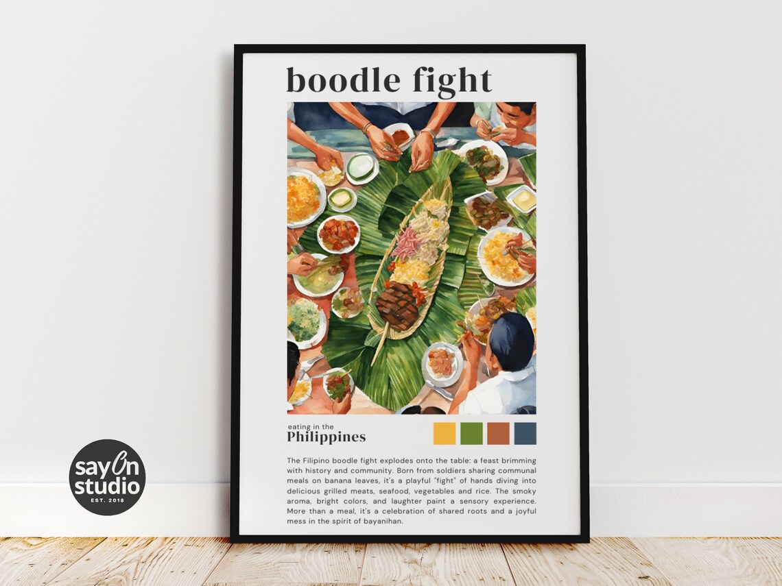 Watercolor Boodle Fight Kamayan Filipino Food Art Print - Image 2