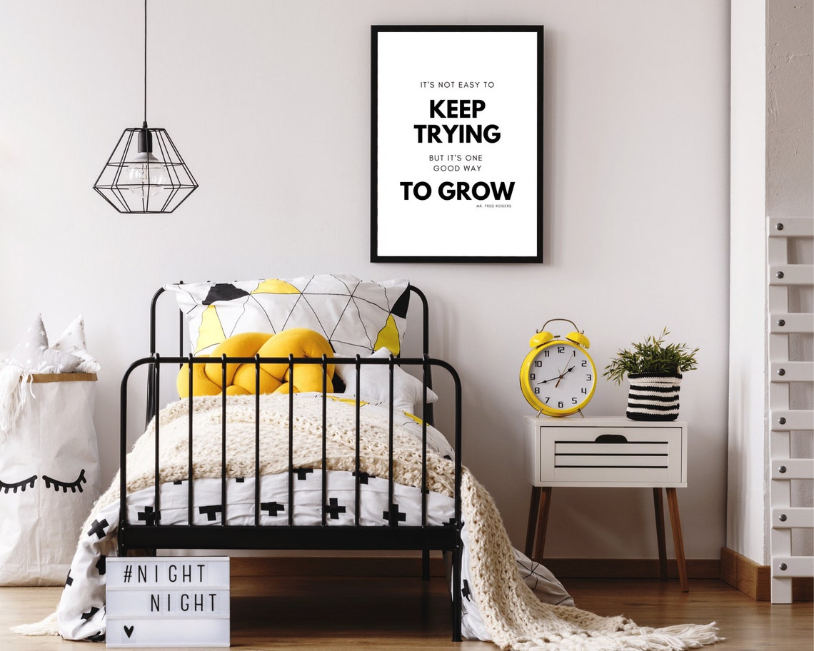 Fred Rogers Keep Trying Good Way To Grow Minimalist Nursery Poster - Image 2