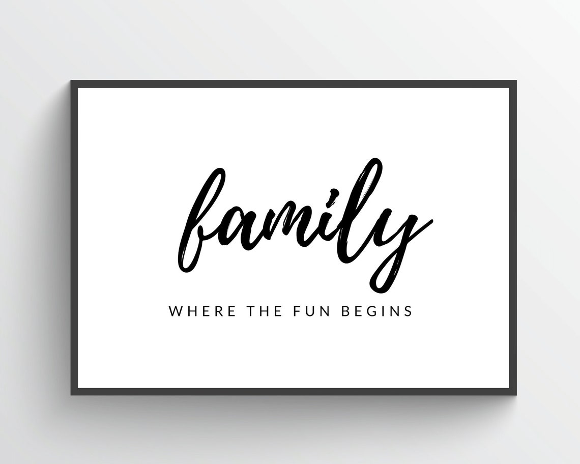 Family Where The Fun Begins Family Sign Front Door Art Entryway Quote Family Wall Art Home Decor Living Room Art