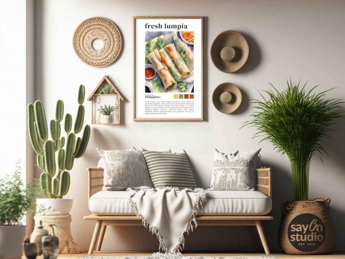 Filipino Fresh Lumpia Spring Rolls Watercolor Kitchen Decor Poster - Image 3