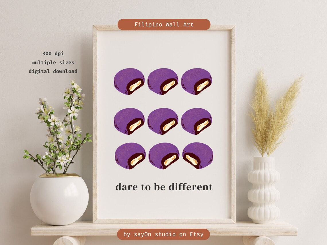 Ube Pandesal Poster Philippines Food Culture Wall Decor Asian Bread Kawaii Art Inspirational Filipino Kitchen Foodie Gift Art