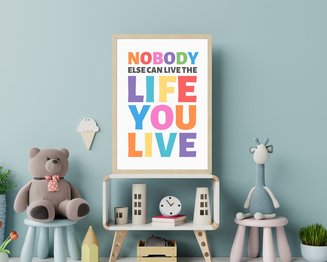 Mister Rogers Nobody Else Can Live The Life You Live Rainbow Quote Poster - Image 2