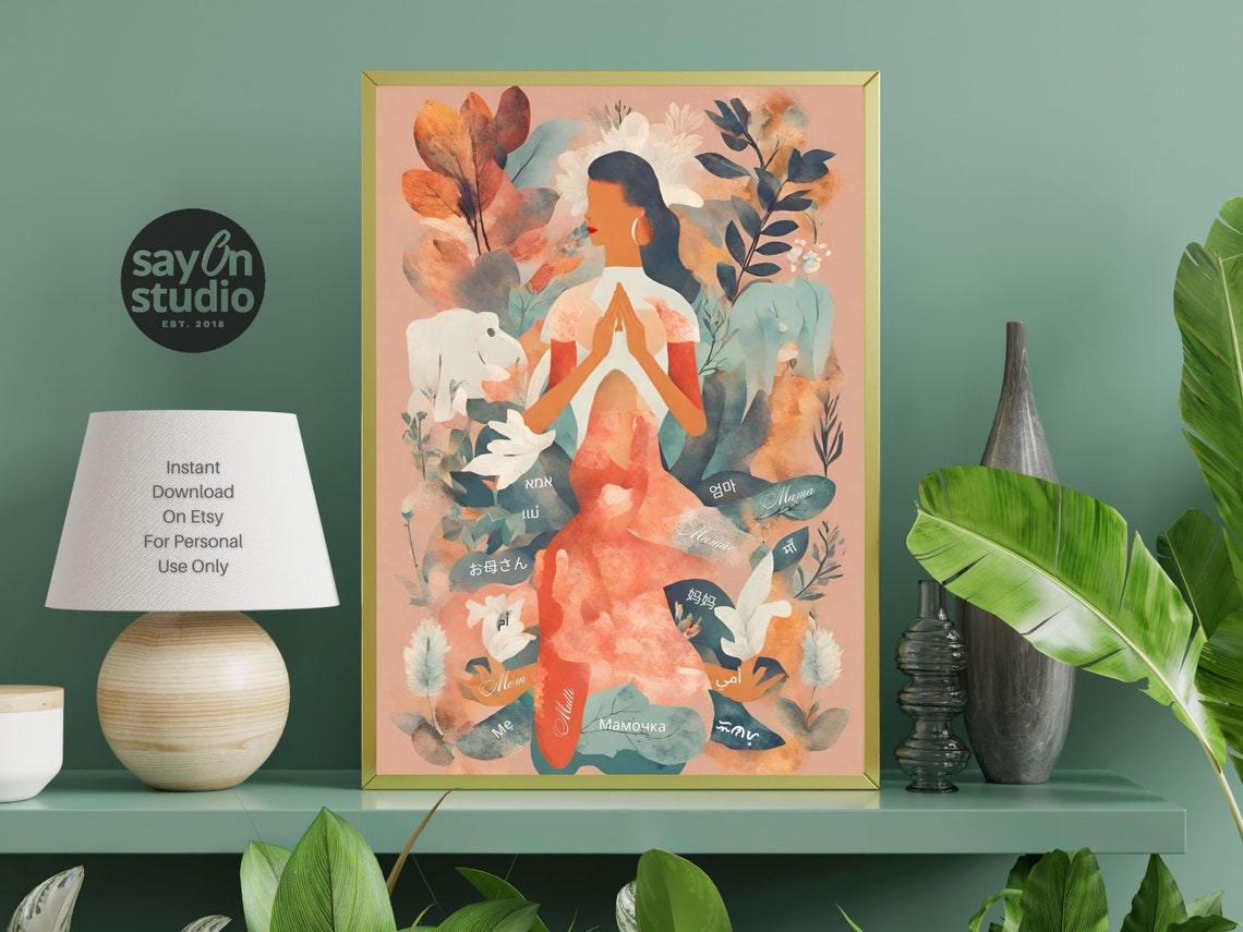 Unique Mothers Day Gift Multilingual Wall Art Mama Abstract Art Mama Poster Around The World - Image 2