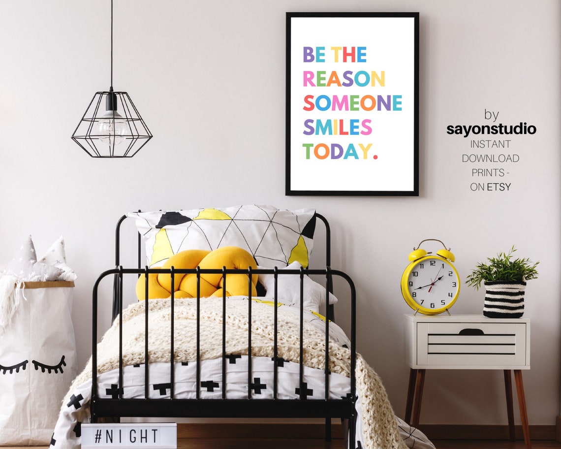 Be The Reason Someone Smiles Today Rainbow Quote Inspirational Poster - Image 3