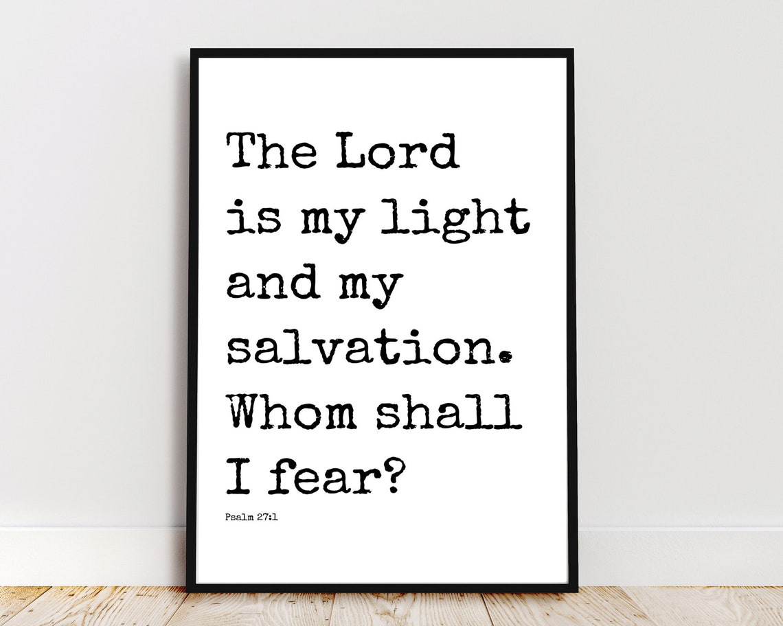 The Lord Is My Light Black And White Print Christian Home Decor Bible Verse Wall Art Religious Phrase Positive Poster - Image 2