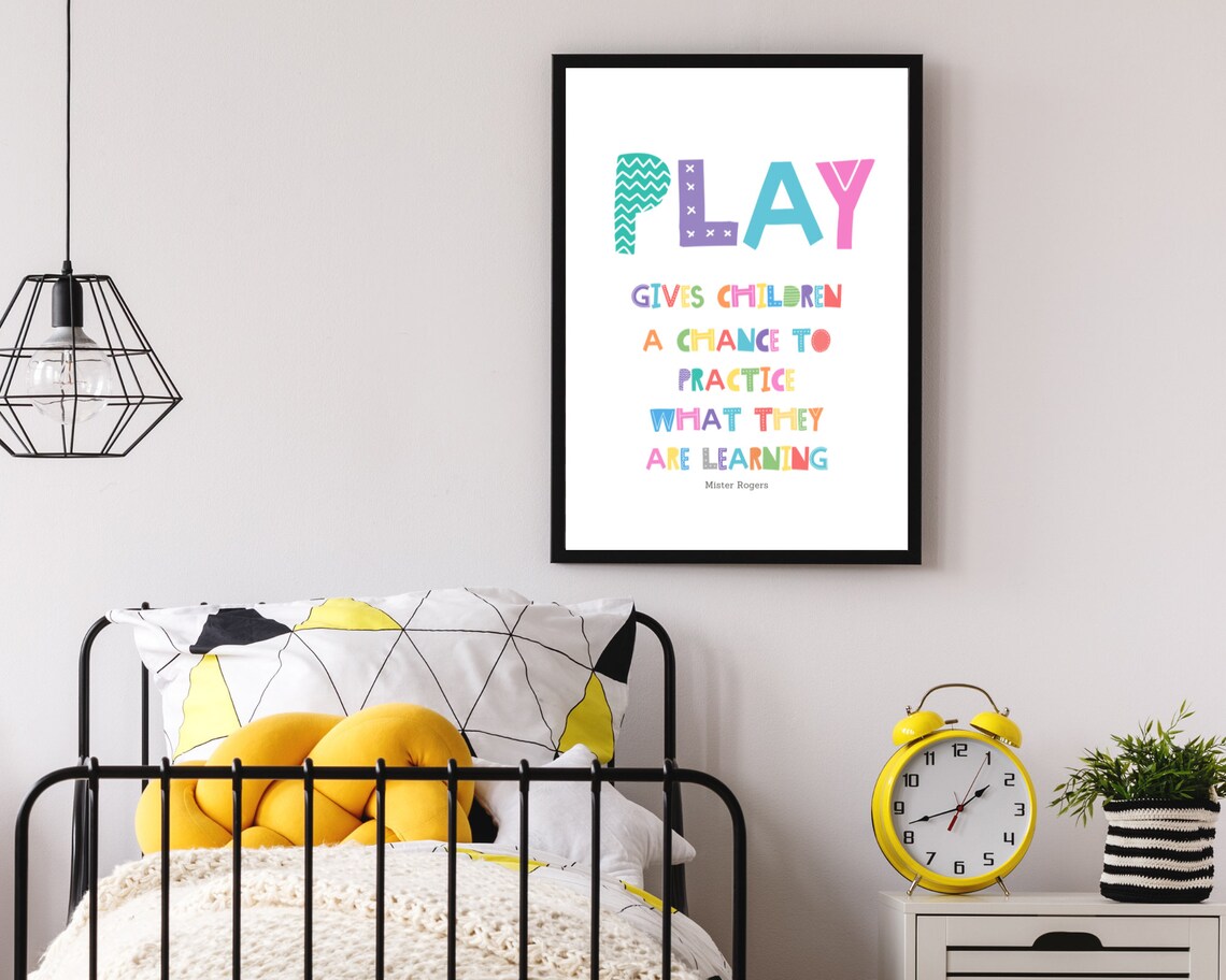 Play Gives Children a Chance to Practice Mister Rogers Colorful Poster - Image 3