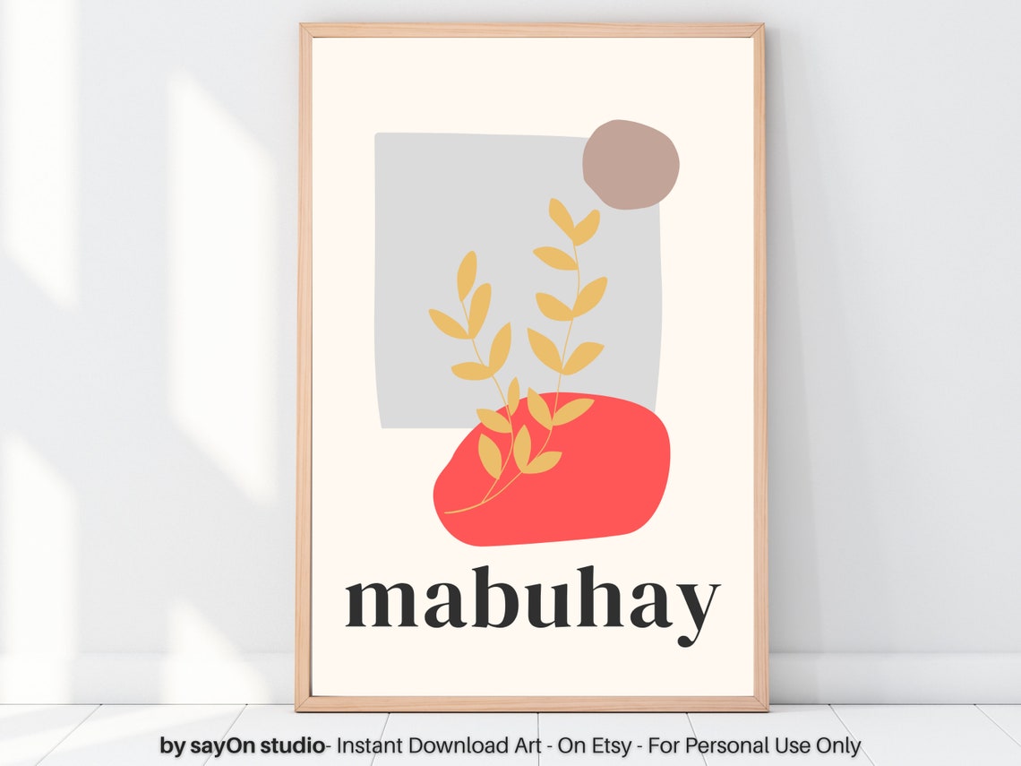 Filipino Mabuhay Modern Boho Leaf Abstract Cultural Home Decor Poster