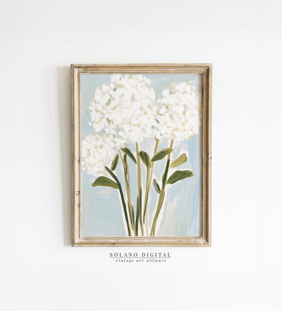 Modern Southern Floral Art Print, White Flower Arrangement