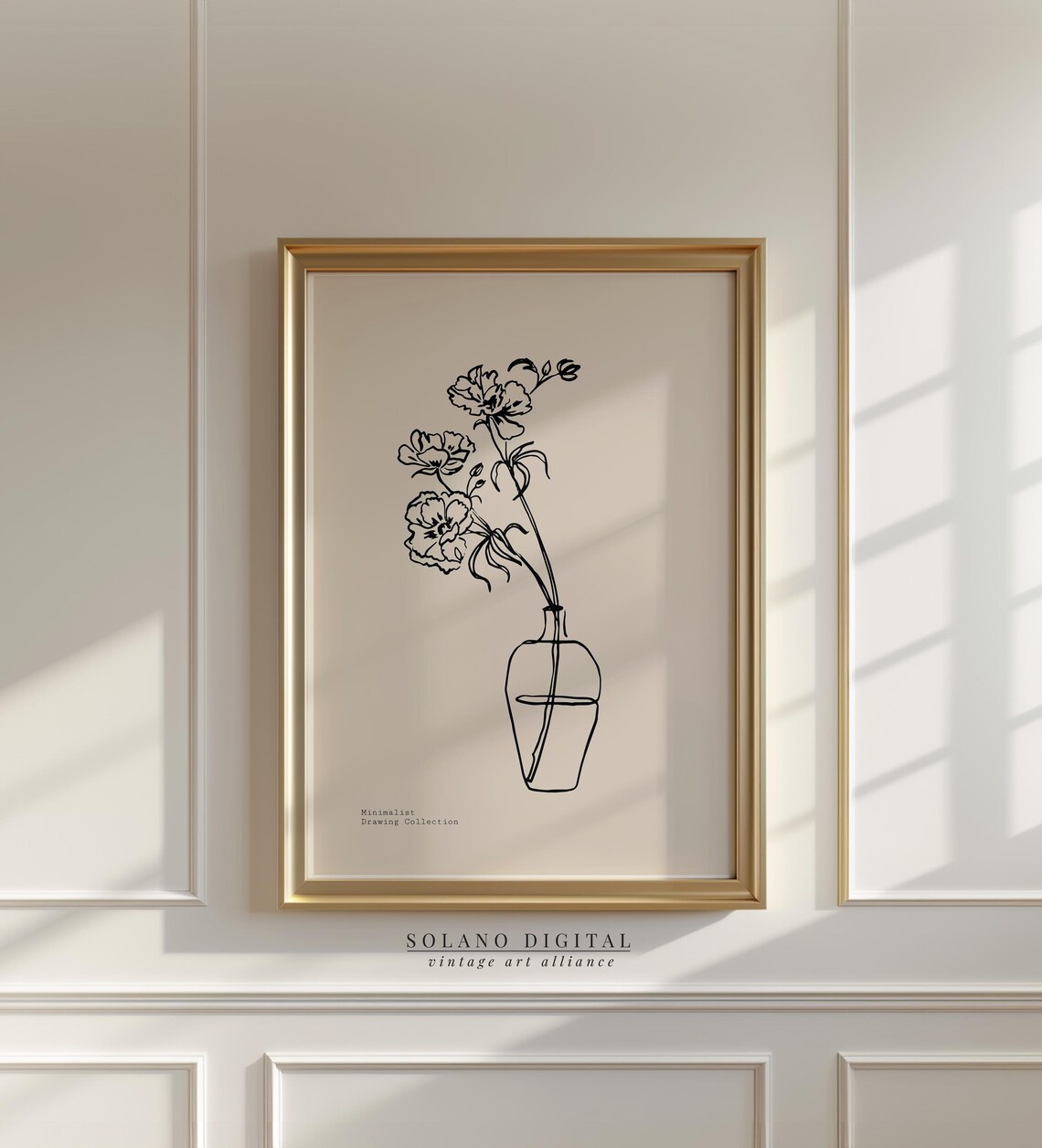 Minimalist Black Line Floral Vase Still Life Drawing Art Poster