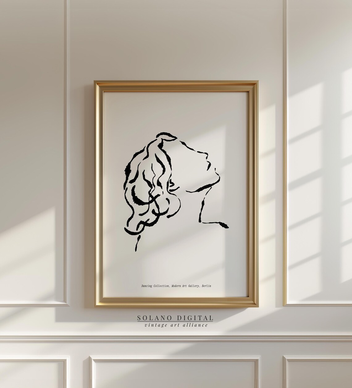Elegant Woman Face Minimalist Black Ink Line Drawing Art Poster