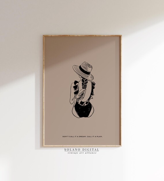 Beach Girl Wall Art Motivational Travel Quote Poster Dont Call It A Dream Summer Illustration Minimalist