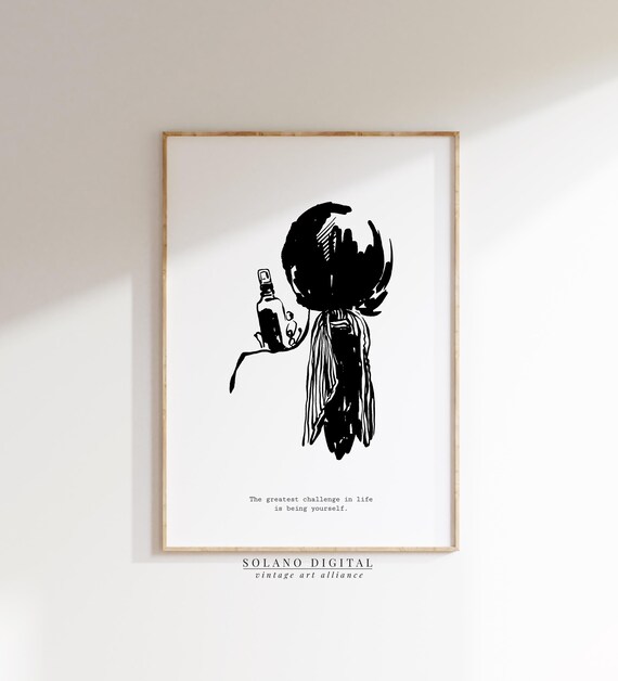 Minimalist Quote Wall Art Abstract Black White Inspirational Line Drawing Print For Modern Decor