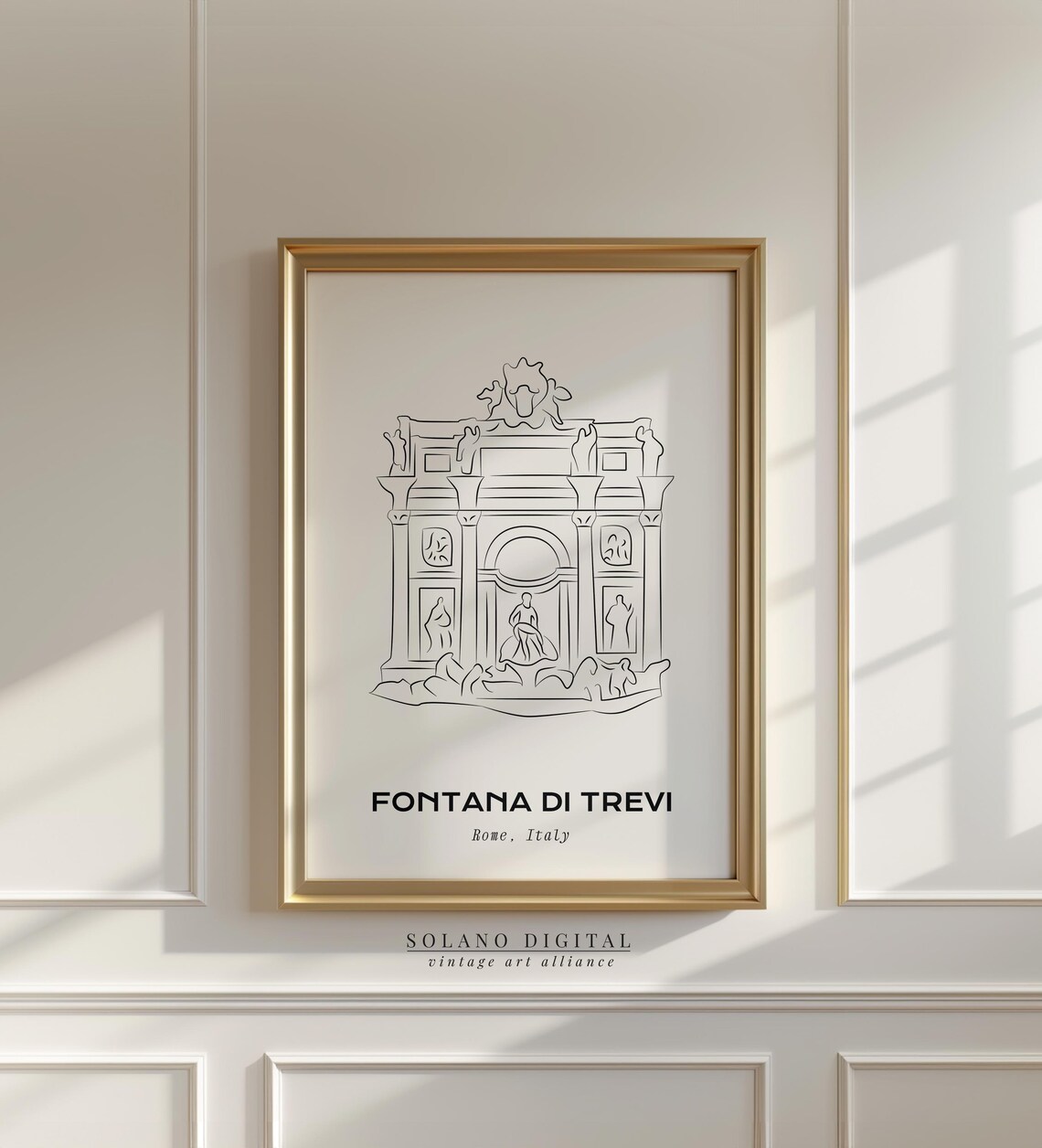 Fontana Di Trevi Rome Italy Line Drawing Landmark Architecture Print