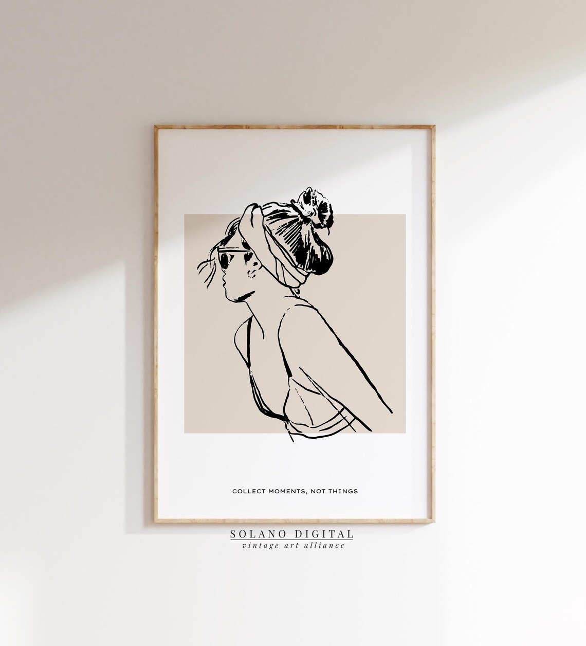 Collect Moments Not Things Woman Travel Line Drawing Quote Poster