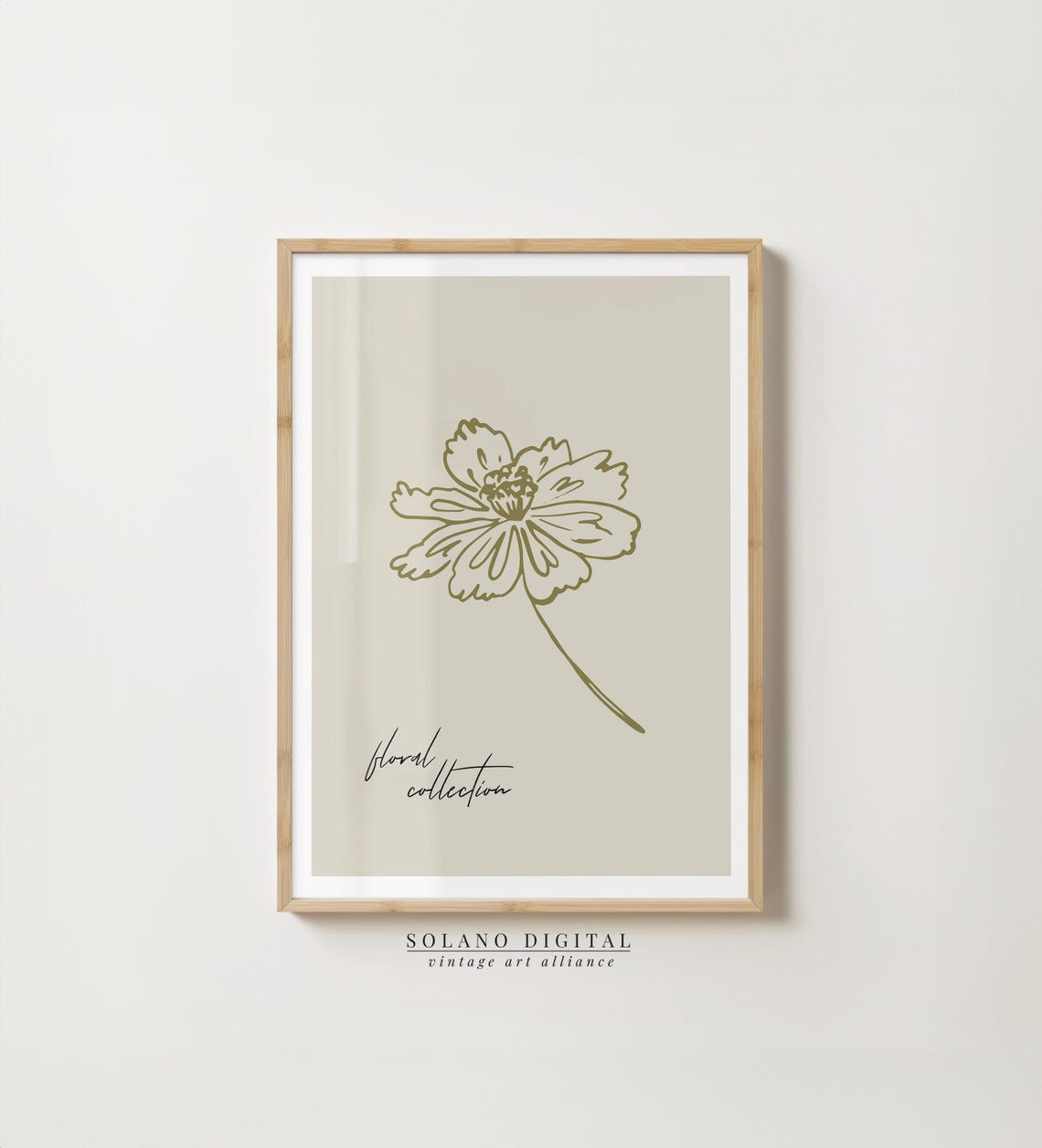 Single Line Flower Wall Art Minimalist Floral Poster Modern Botanical Drawing Beige