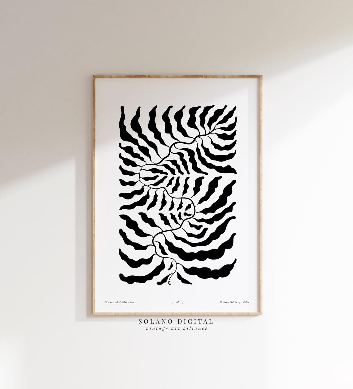 Minimalist Plant Wall Art Botanical Line Print Modern Black White Leaf Poster Scandinavian