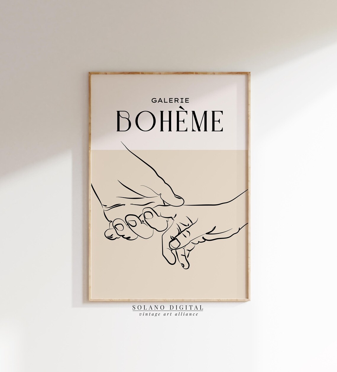Galerie Boheme Holding Hands Minimalist Beige Line Art Poster