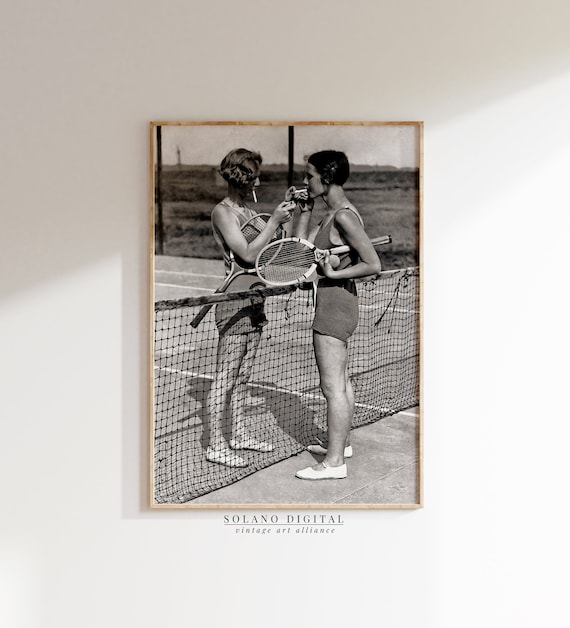 Vintage 1920s Tennis Players Black And White Photography Poster