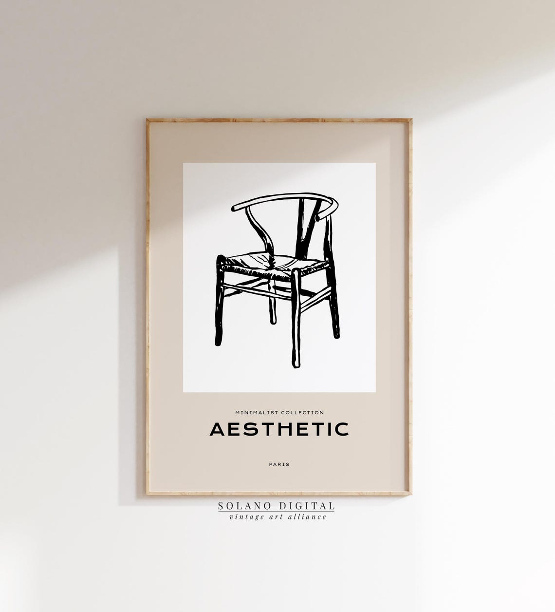 Aesthetic Paris Wishbone Chair Sketch Scandinavian Decor Poster