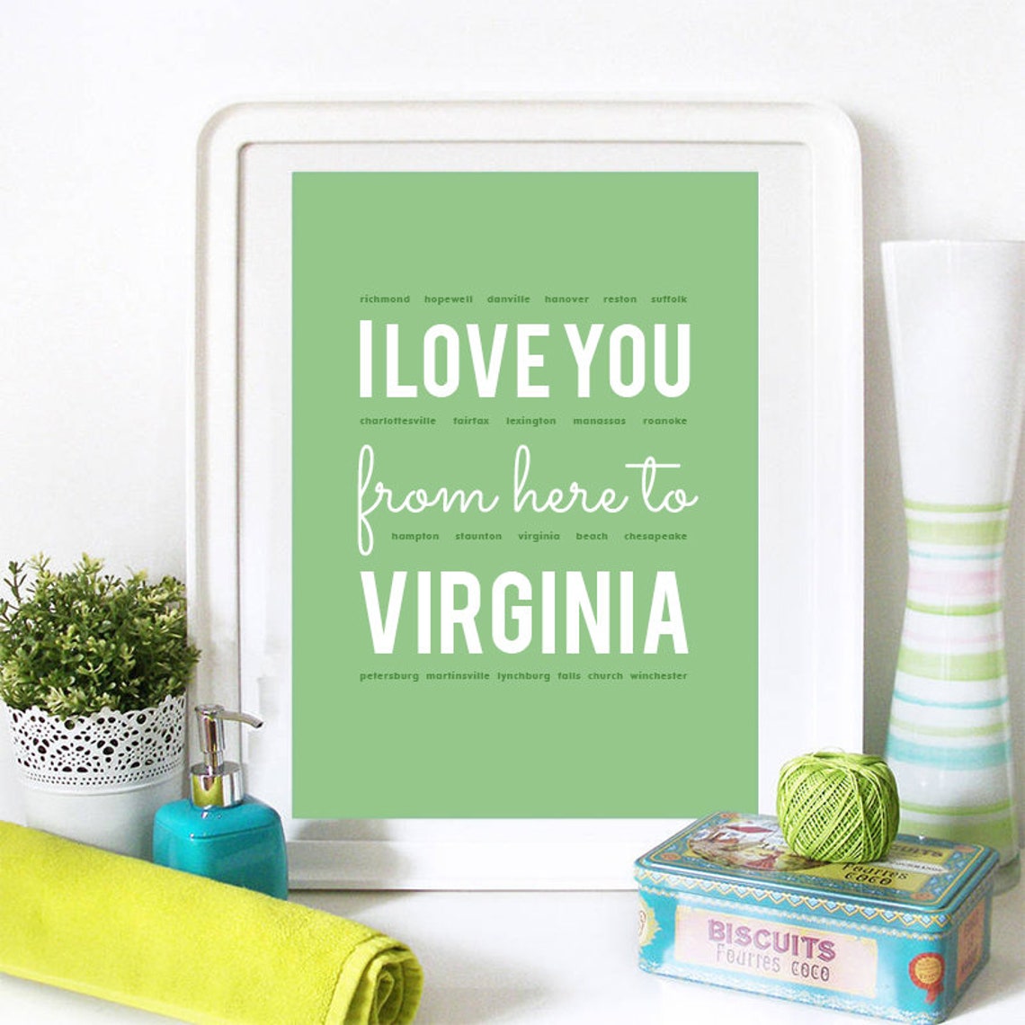 I Love You From Here To Virginia Virginia Print Virginia Skyline Virginia Art Virginia Poster Virginia Watercolor Virginia Art Print - Image 2
