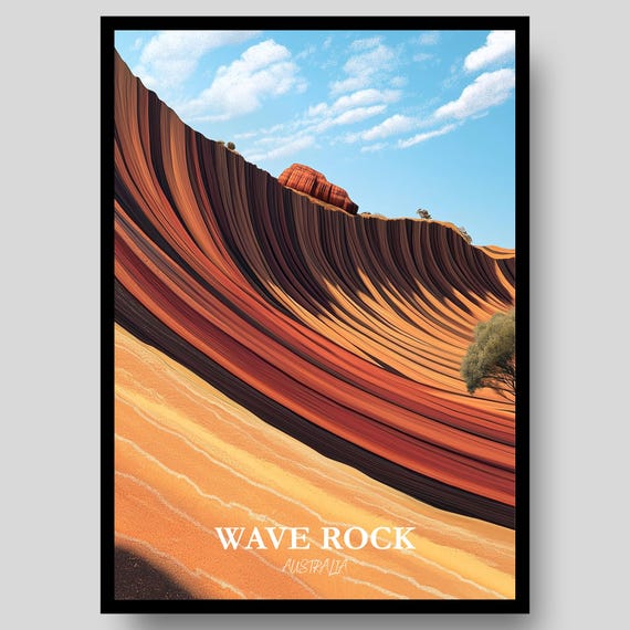 Wave Rock Poster Western Australia Australian Wall Art Perth Travel