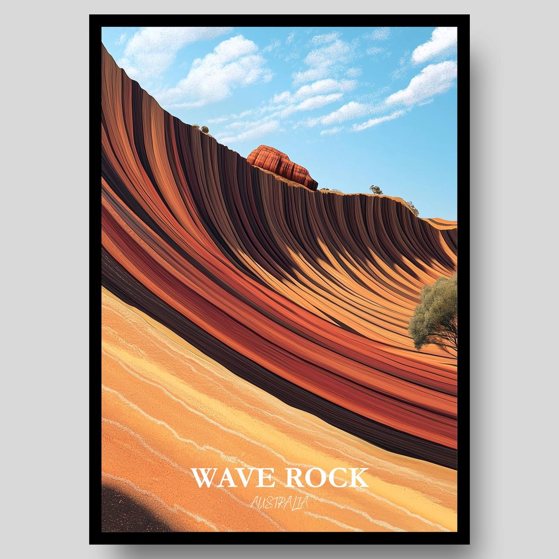 Wave Rock Australia Striped Curved Sandstone Formation Poster