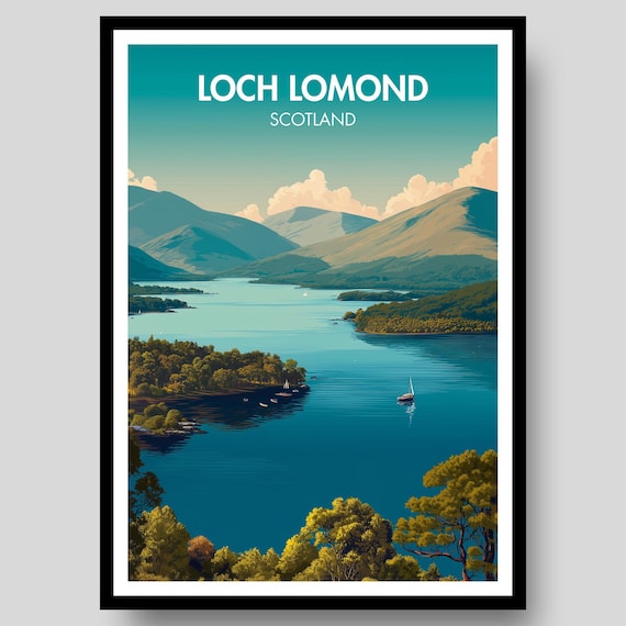 Loch Lomond Scotland Retro Travel Highlands Landscape Art Poster