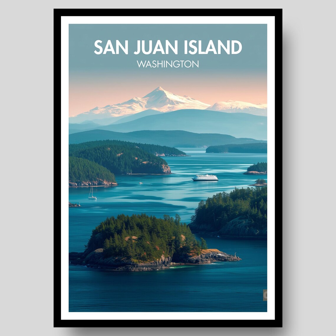 San Juan Island Orca Travel Poster, Washington