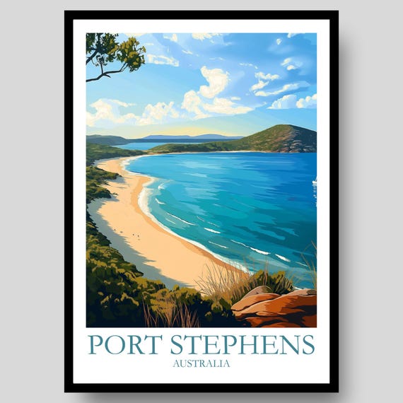 Port Stephens Poster Australian Wall Art Newcastle Sydney Australia Print