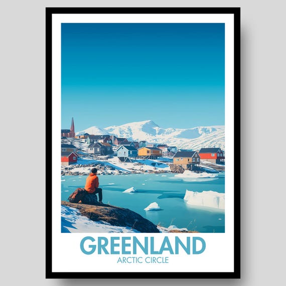 Greenland Poster Print Wall Art Nuuk Gifts Map