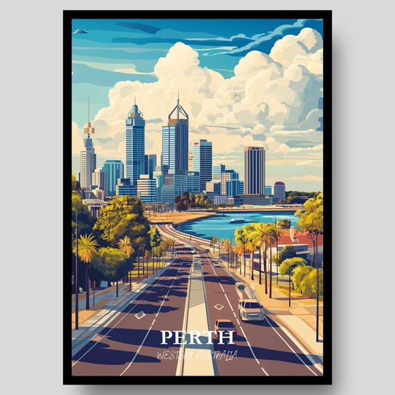 Perth Poster Australia Travel Print Western Wa