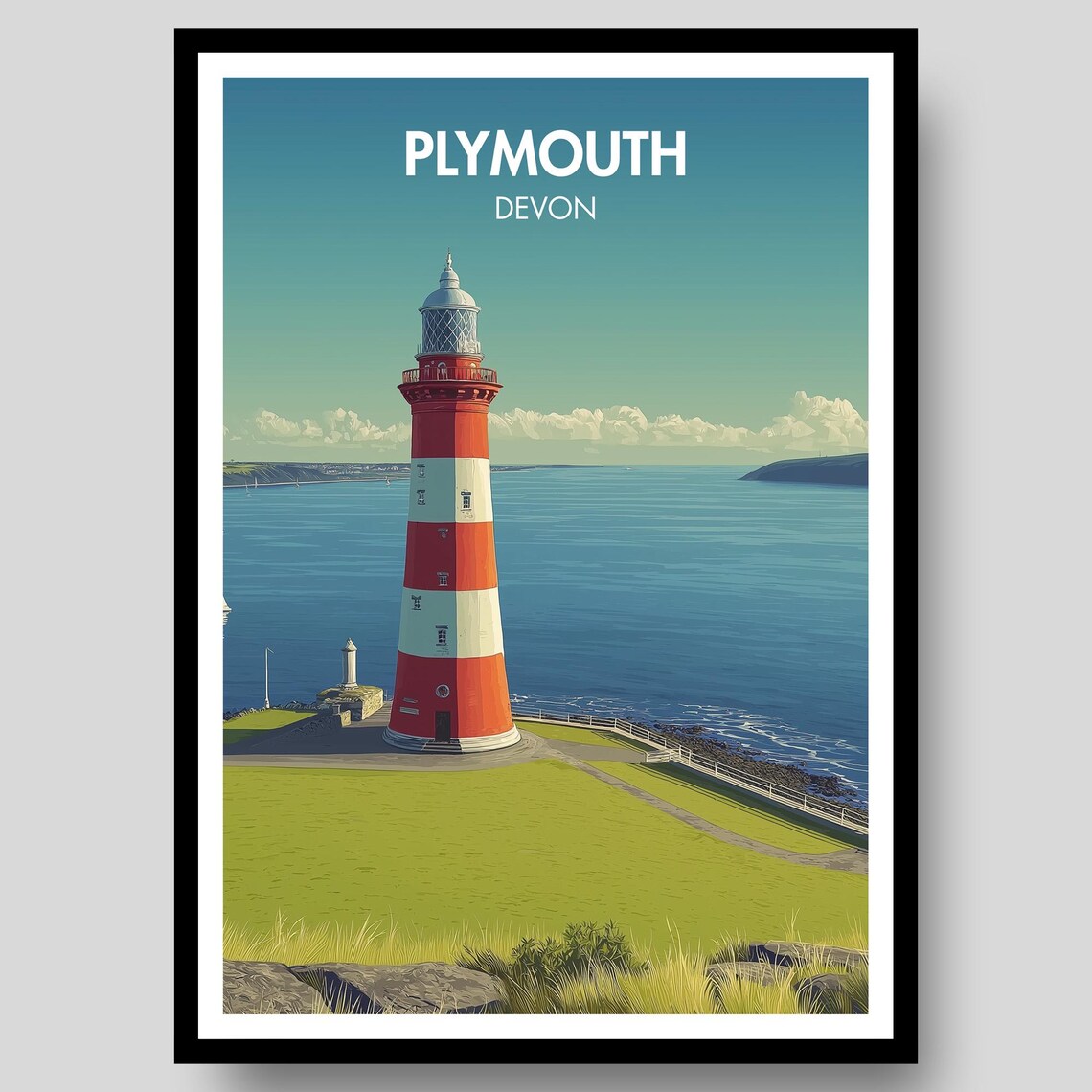 Plymouth Poster, Smeatons Tower Devon Art Print