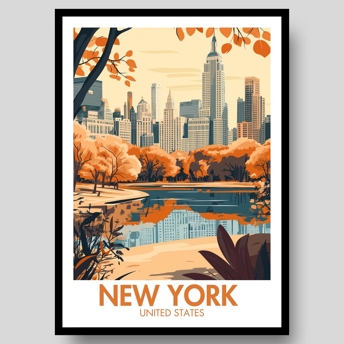 New York Poster, Central Park City Travel Poster