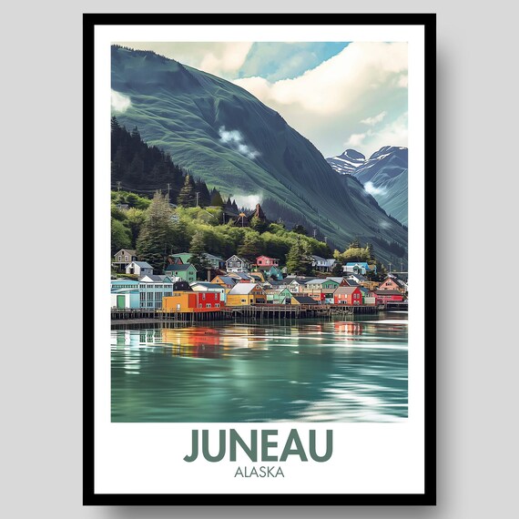 Juneau Alaska Colorful Harbor Waterfront Town Houses Art Poster