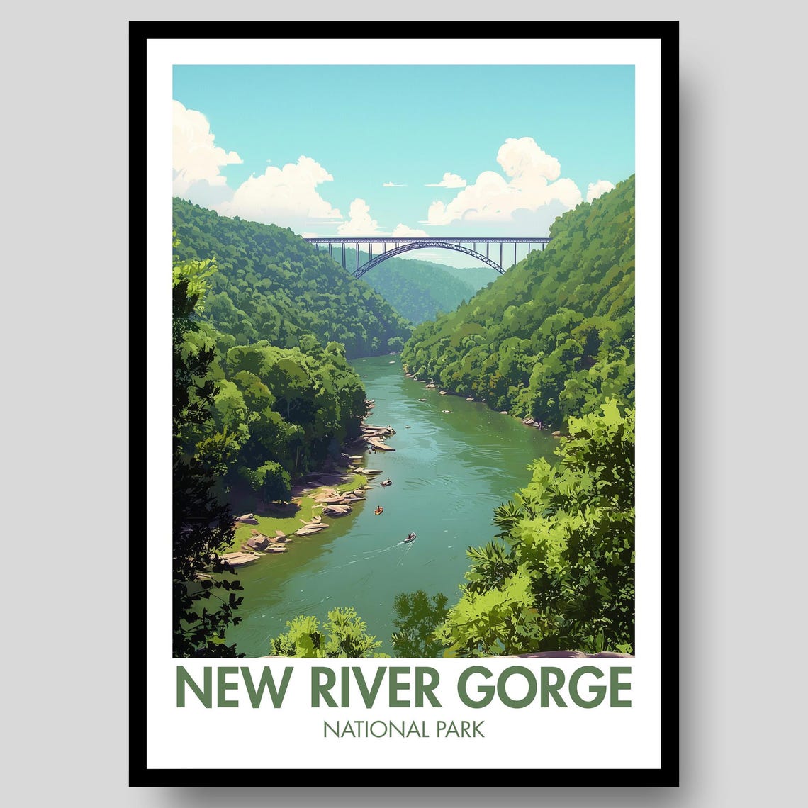 New River Gorge National Park Bridge Appalachian Landscape Poster