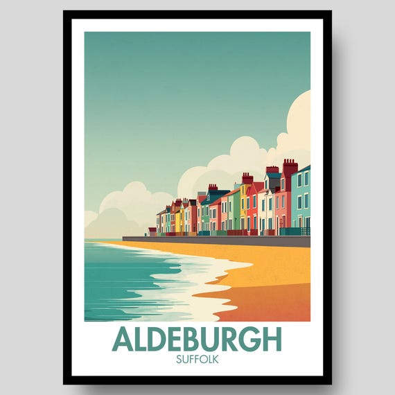 Aldeburgh Poster Suffolk Landscape Uk Wall Art Map English Countryside Sufflok Southwold