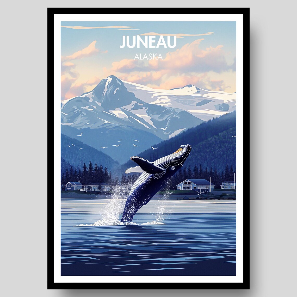 Juneau Alaska Humpback Whale Travel Poster