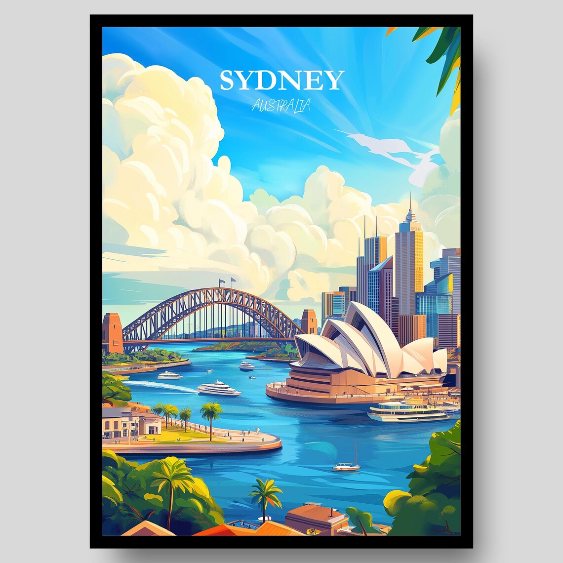 Sydney Poster, Australia Opera House Travel Poster