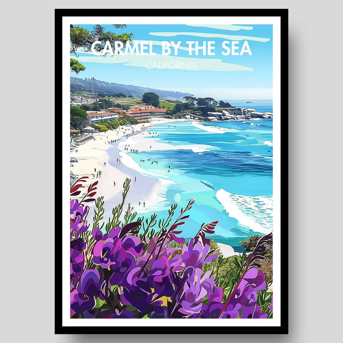 Carmel By The Sea California Beach Cove Flowers Ocean Poster