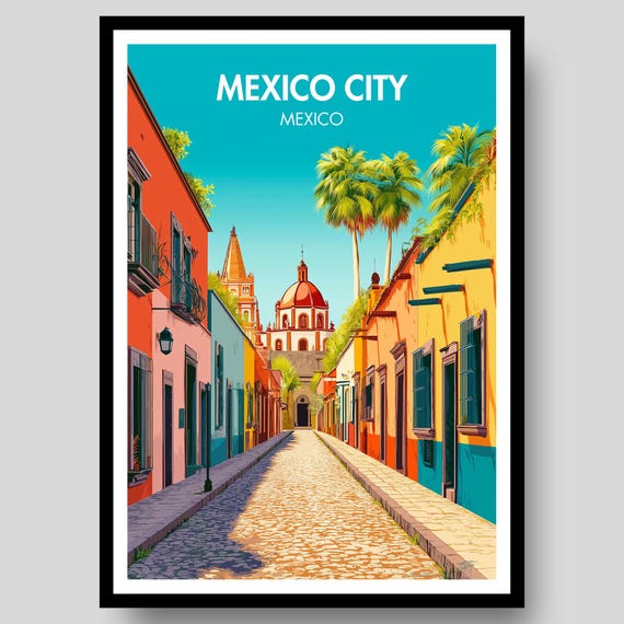 Mexico City Poster Mexican Wall Art Decor Print