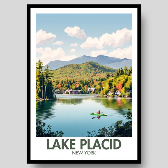 Lake Placid New York Kayak Calm Autumn Lake Fall Foliage Poster